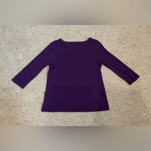 Chico's Deep Purple Boatneck Cotton Top